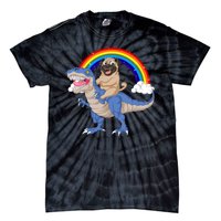 Pug Riding Dinosaur Tie-Dye T-Shirt