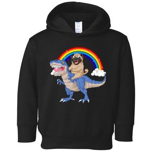 Pug Riding Dinosaur Toddler Hoodie