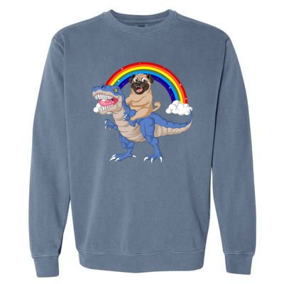 Pug Riding Dinosaur Garment-Dyed Sweatshirt