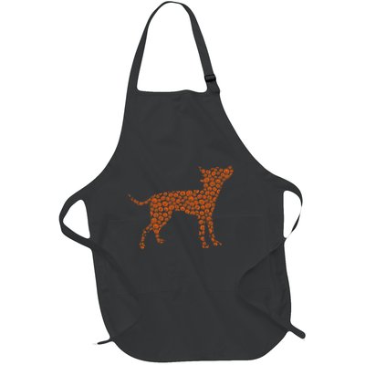 Prague Ratter Dog Silhouette Halloween Pumpkin Full-Length Apron With Pockets