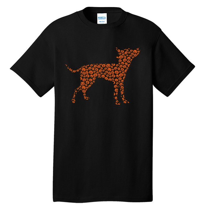 Prague Ratter Dog Silhouette Halloween Pumpkin Tall T-Shirt