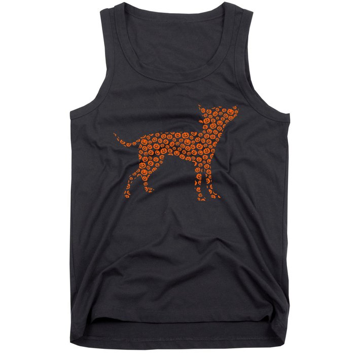 Prague Ratter Dog Silhouette Halloween Pumpkin Tank Top