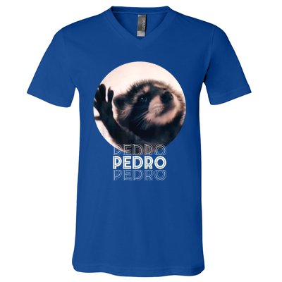 Pedro Racoon Dance Popular Internet Meme Mapache Dance V-Neck T-Shirt