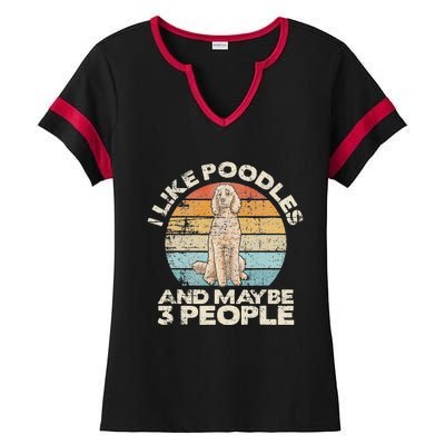 Poodle Retro Dog Lover Funny Poodle Ladies Halftime Notch Neck Tee