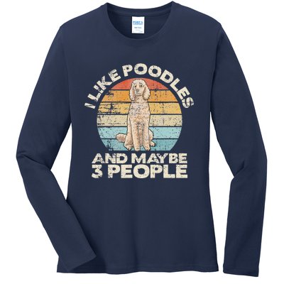 Poodle Retro Dog Lover Funny Poodle Ladies Long Sleeve Shirt