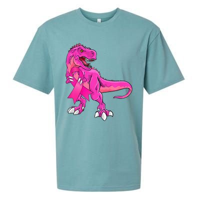 Pink Ribbon Dinosaur Breast Cancer Awareness Sueded Cloud Jersey T-Shirt