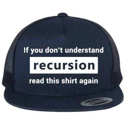 Programmer Recursion Definition Programming Gift For Coders Flat Bill Trucker Hat