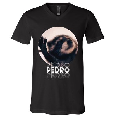 Pedro Racoon Dance Popular Internet Meme Mapache Dance V-Neck T-Shirt