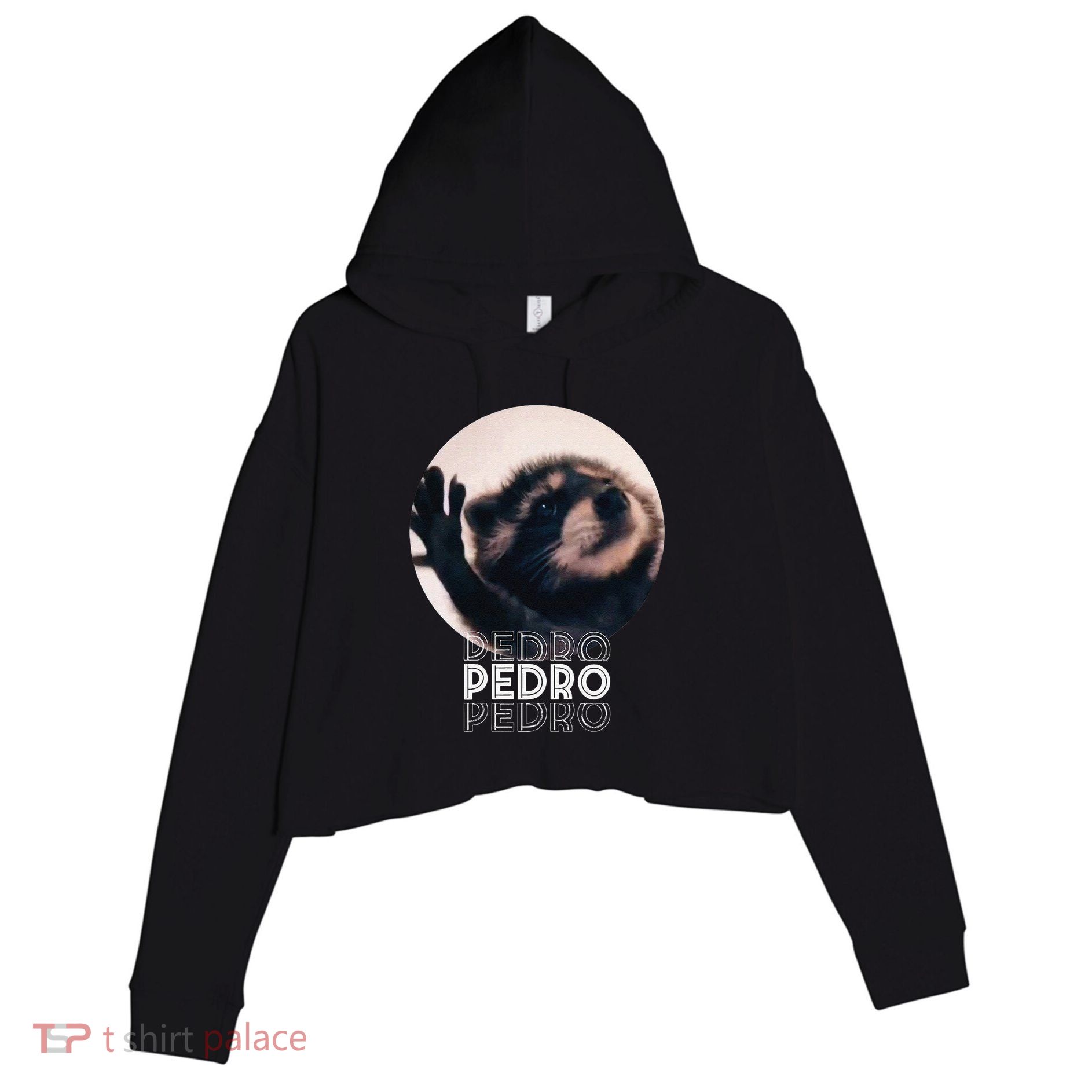 Pedro Racoon Dance Popular Internet Meme Mapache Dance Crop Fleece Hoodie