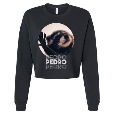 Pedro Racoon Dance Popular Internet Meme Mapache Dance Cropped Pullover Crew