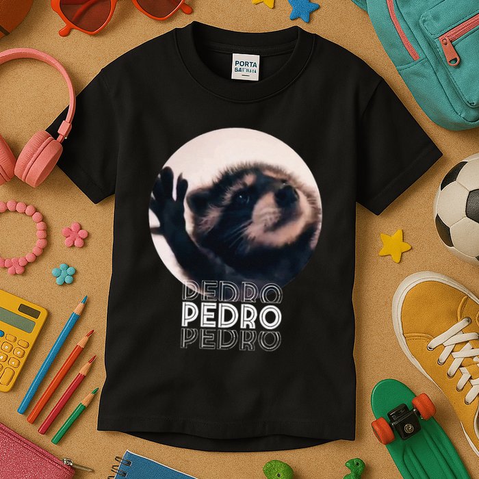 Pedro Racoon Dance Popular Internet Meme Mapache Dance Kids T-Shirt