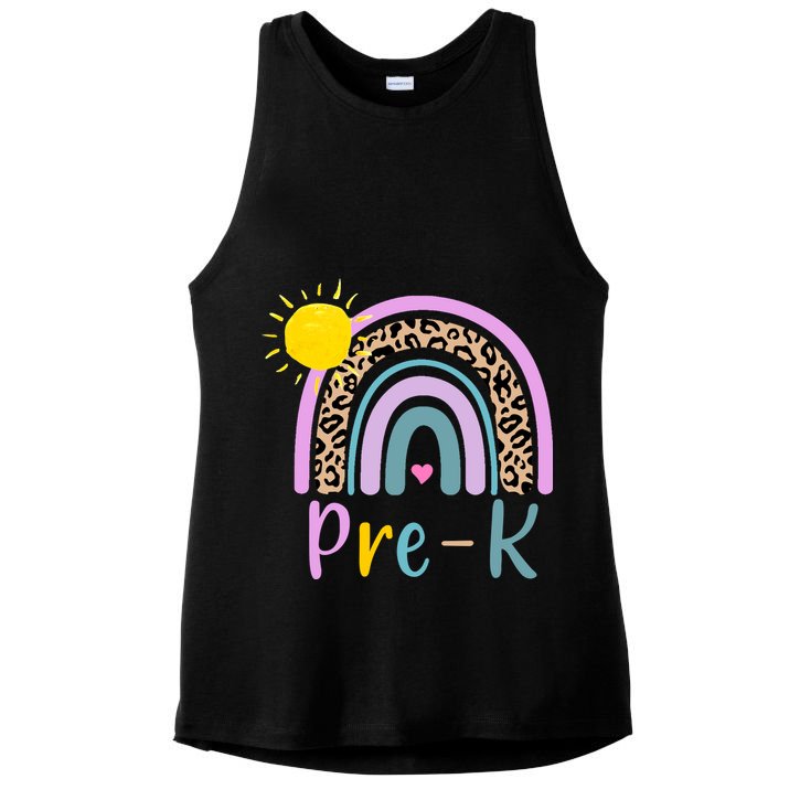 Pre-K Rainbow Teacher Student Back To School Ladies PosiCharge Tri-Blend Wicking Tank