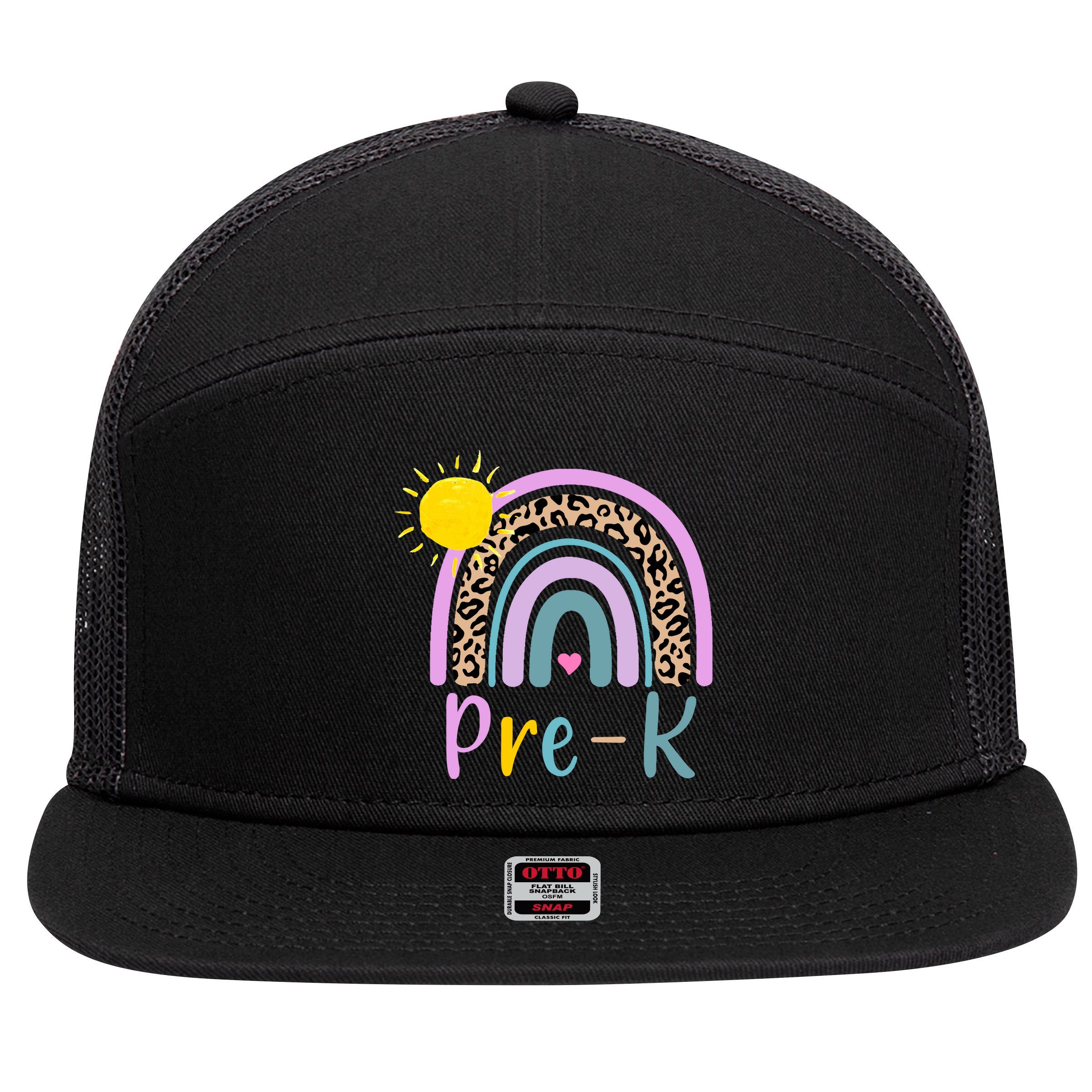 Pre-K Rainbow Teacher Student Back To School 7 Panel Mesh Trucker Snapback Hat