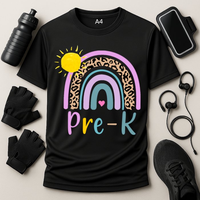 Pre-K Rainbow Teacher Student Back To School Cooling Performance Crew T-Shirt