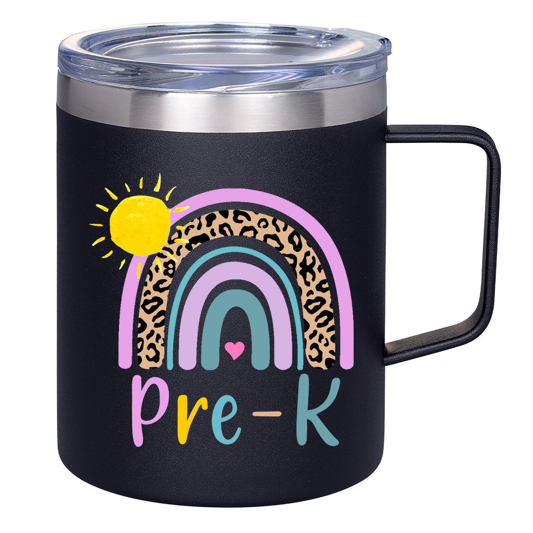 Pre-K Rainbow Teacher Student Back To School 12oz Stainless Steel Coffee Mug