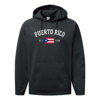 Puerto Rico Est. 1508 Puerto Rican Flag Independence Day Performance Fleece Hoodie