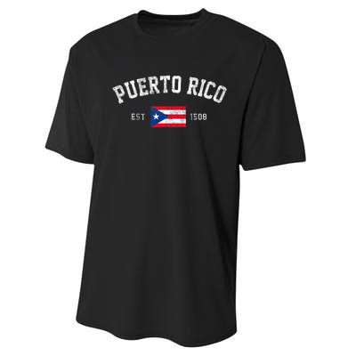 Puerto Rico Est. 1508 Puerto Rican Flag Independence Day Performance Sprint T-Shirt