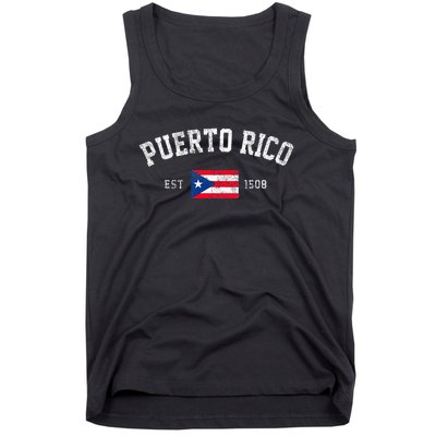 Puerto Rico Est. 1508 Puerto Rican Flag Independence Day Tank Top