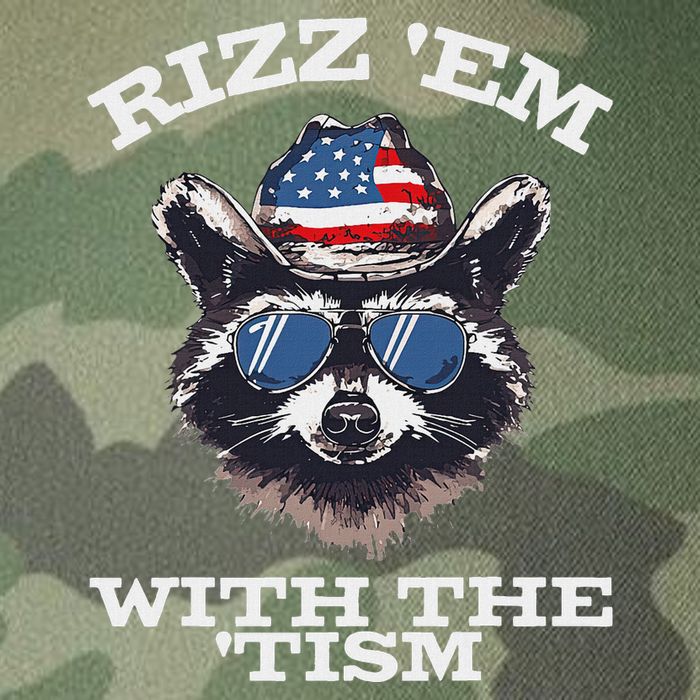 Patriotic Rizz Em With The Tism Raccoon Meme 4th Of July Legacy Tie Dye Trucker Hat