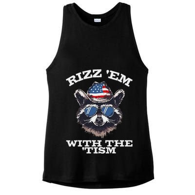 Patriotic Rizz Em With The Tism Raccoon Meme 4th Of July Ladies PosiCharge Tri-Blend Wicking Tank