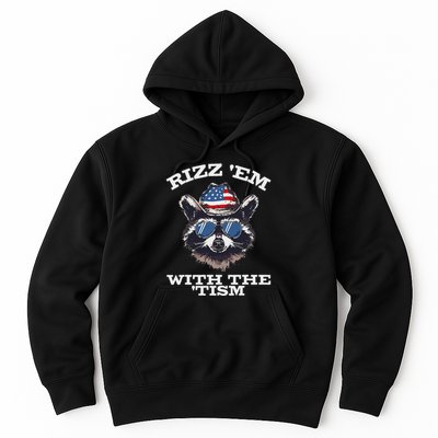 Patriotic Rizz Em With The Tism Raccoon Meme 4th Of July Hoodie