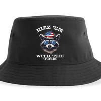 Patriotic Rizz Em With The Tism Raccoon Meme 4th Of July Sustainable Bucket Hat