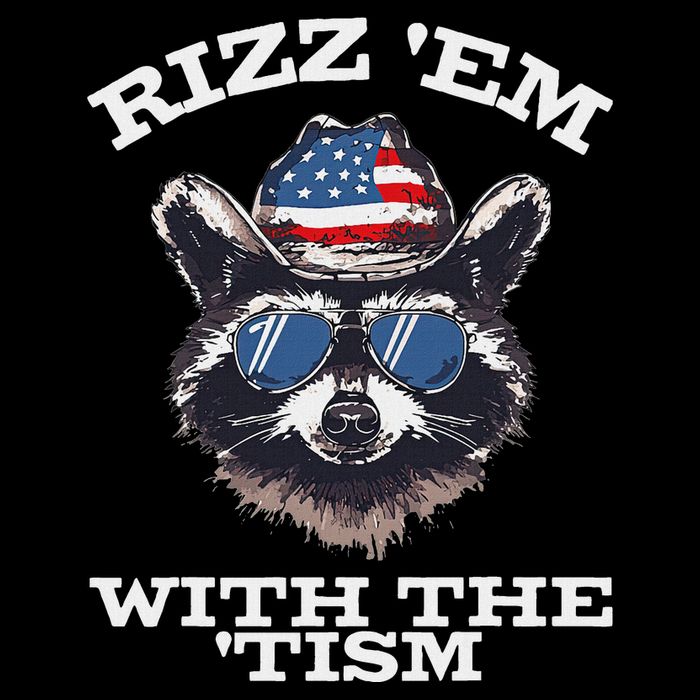 Patriotic Rizz Em With The Tism Raccoon Meme 4th Of July Sustainable Bucket Hat