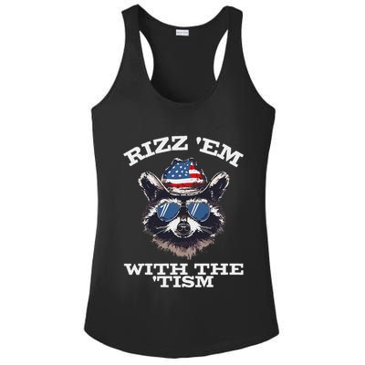 Patriotic Rizz Em With The Tism Raccoon Meme 4th Of July Ladies PosiCharge Competitor Racerback Tank