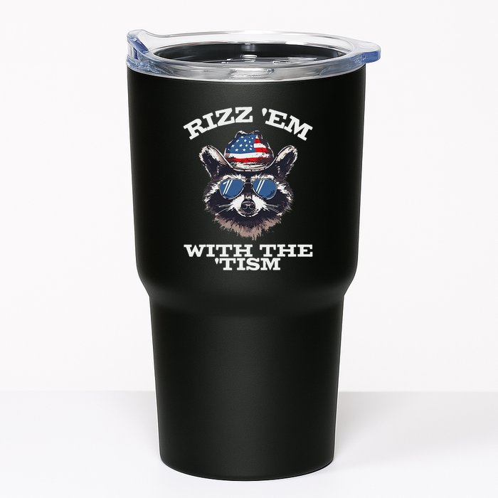 Patriotic Rizz Em With The Tism Raccoon Meme 4th Of July Tumbler