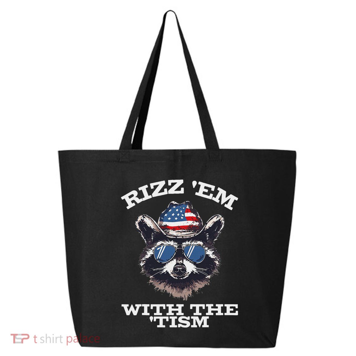Patriotic Rizz Em With The Tism Raccoon Meme 4th Of July 25L Jumbo Tote