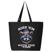 Patriotic Rizz Em With The Tism Raccoon Meme 4th Of July 25L Jumbo Tote