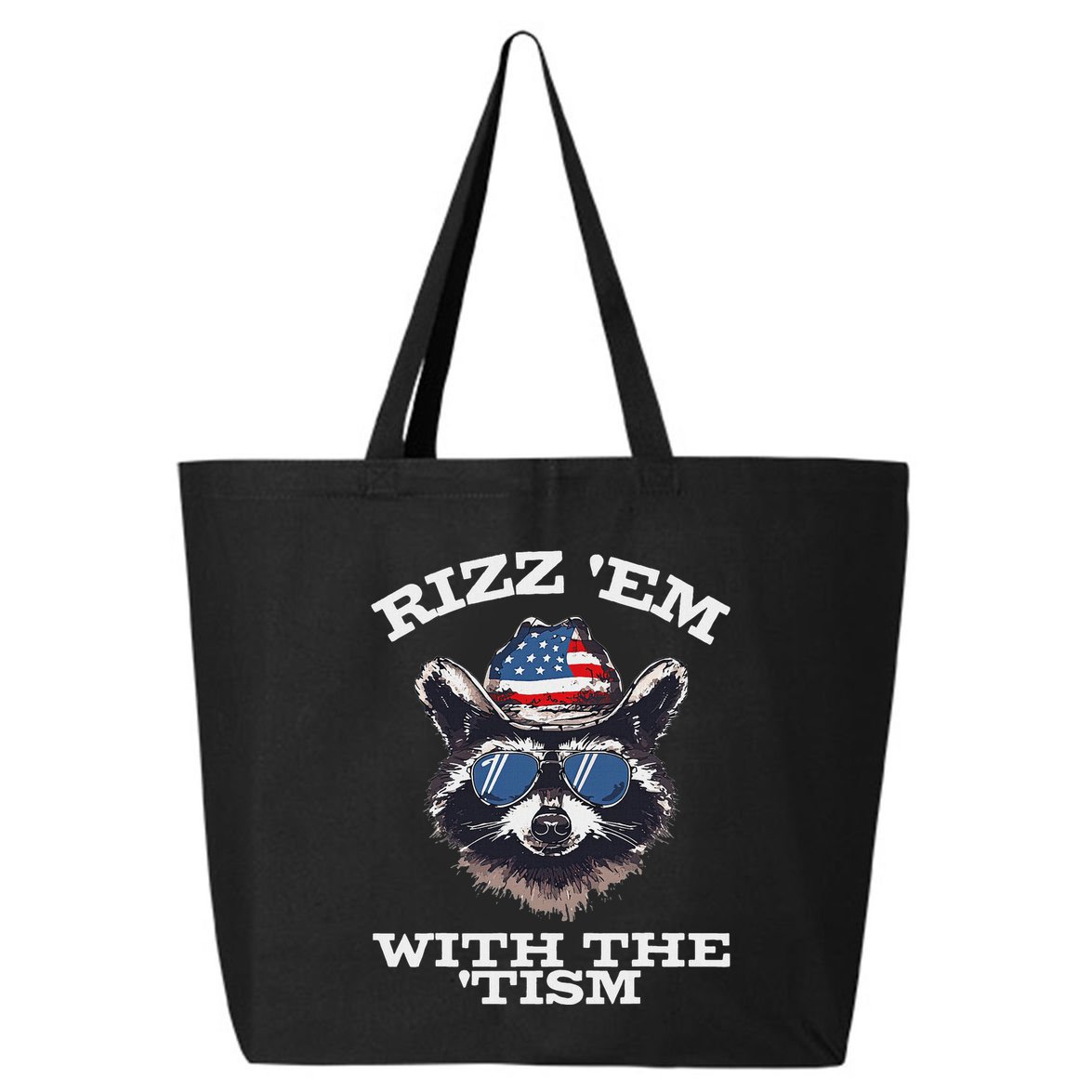Patriotic Rizz Em With The Tism Raccoon Meme 4th Of July 25L Jumbo Tote
