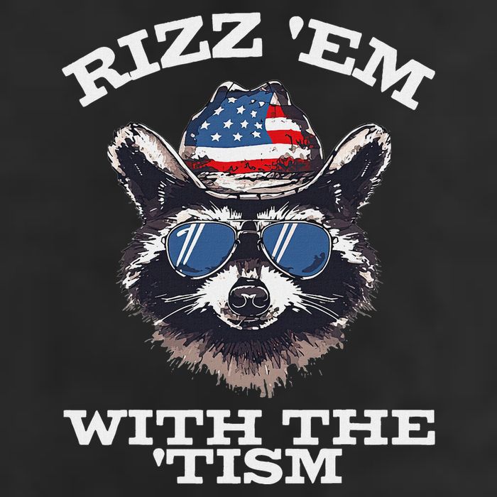 Patriotic Rizz Em With The Tism Raccoon Meme 4th Of July 25L Jumbo Tote