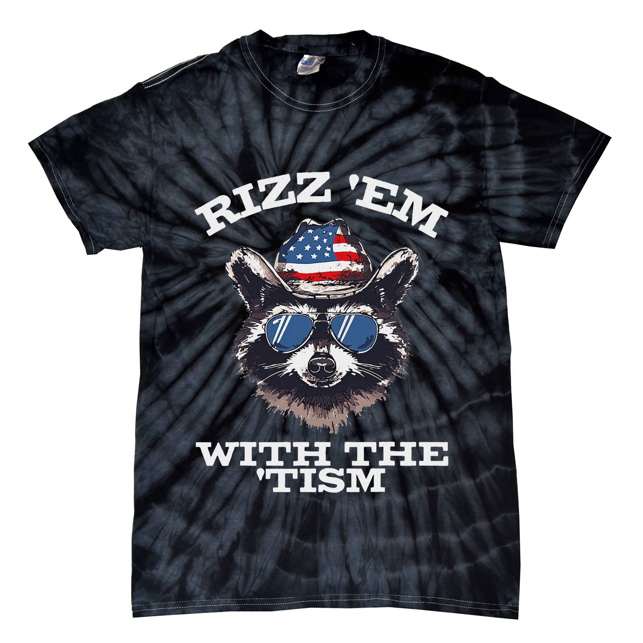 Patriotic Rizz Em With The Tism Raccoon Meme 4th Of July Tie-Dye T-Shirt