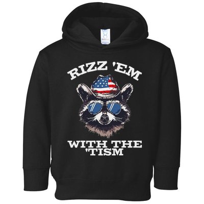 Patriotic Rizz Em With The Tism Raccoon Meme 4th Of July Toddler Hoodie