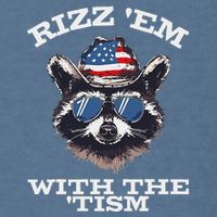 Patriotic Rizz Em With The Tism Raccoon Meme 4th Of July Garment-Dyed Sweatshirt
