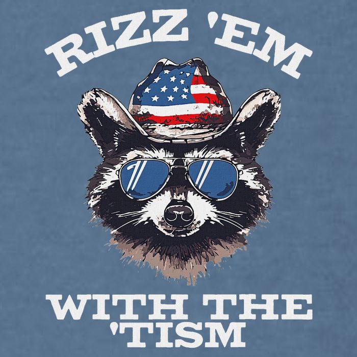 Patriotic Rizz Em With The Tism Raccoon Meme 4th Of July Garment-Dyed Sweatshirt