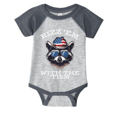 Patriotic Rizz Em With The Tism Raccoon Meme 4th Of July Infant Baby Jersey Bodysuit