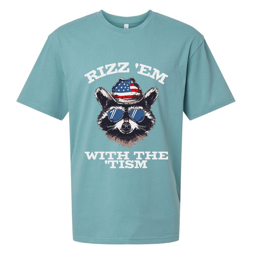 Patriotic Rizz Em With The Tism Raccoon Meme 4th Of July Sueded Cloud Jersey T-Shirt