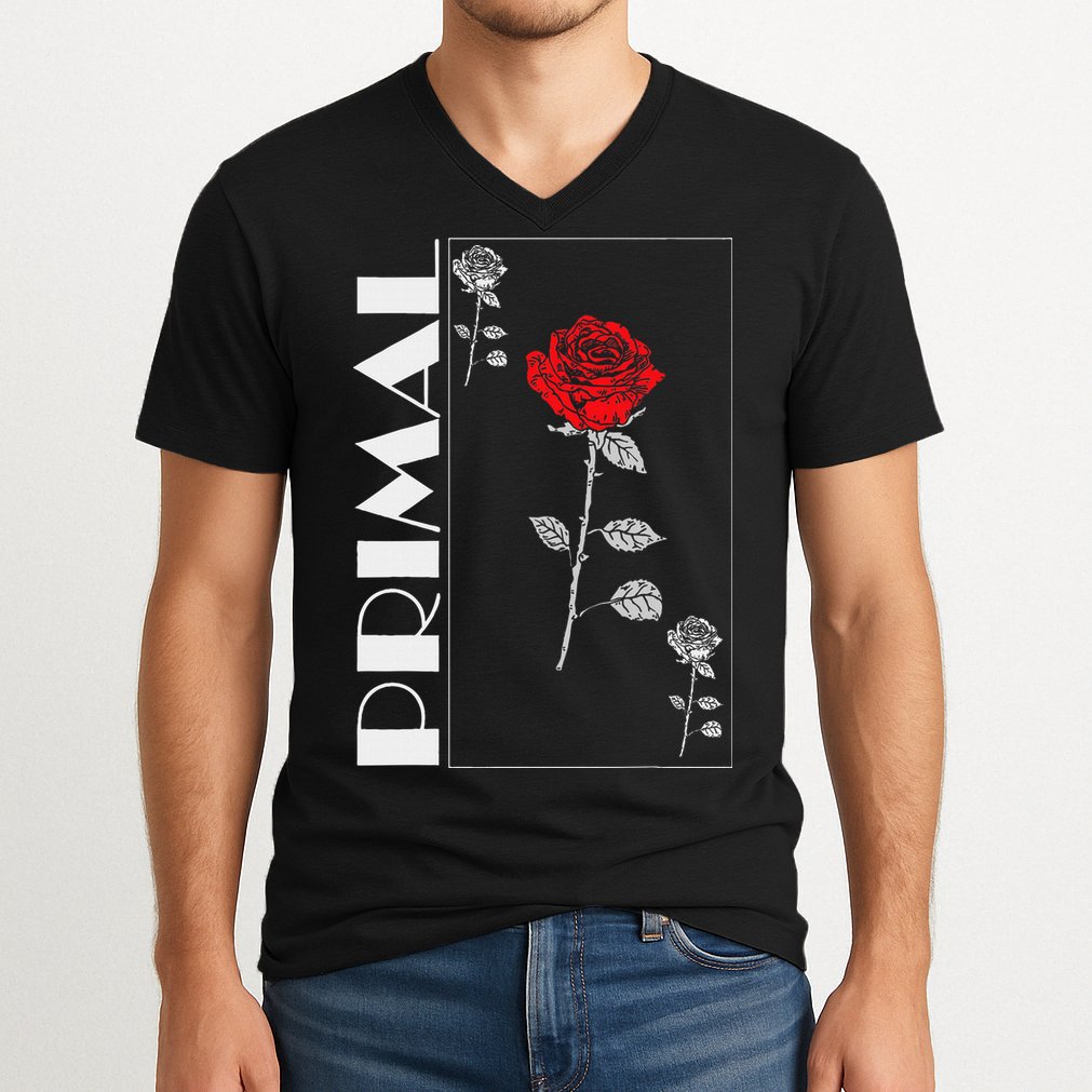 Primal Rose Empyre Floral Rose Flower V-Neck T-Shirt