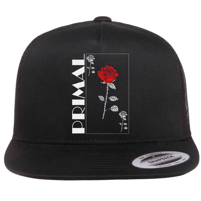 Primal Rose Empyre Floral Rose Flower Flat Bill Trucker Hat