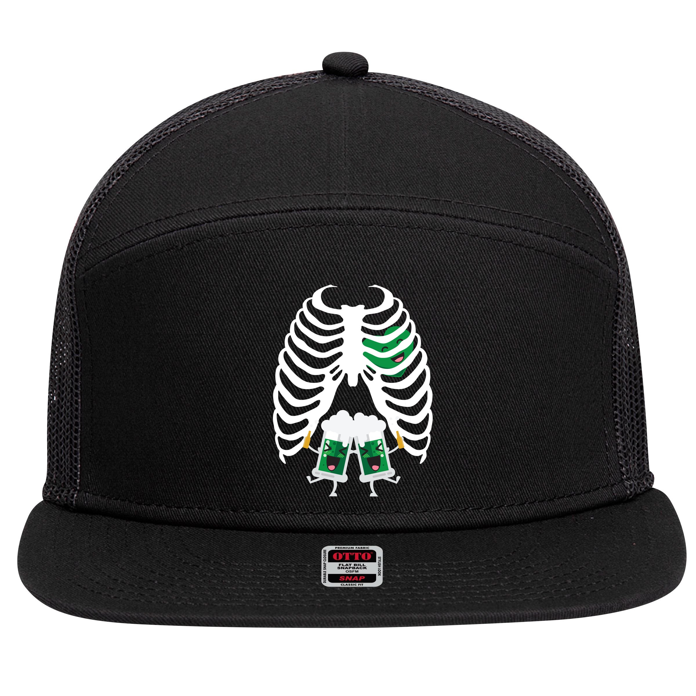 Pregnant Beer Skeleton Irish Baby 7 Panel Mesh Trucker Snapback Hat