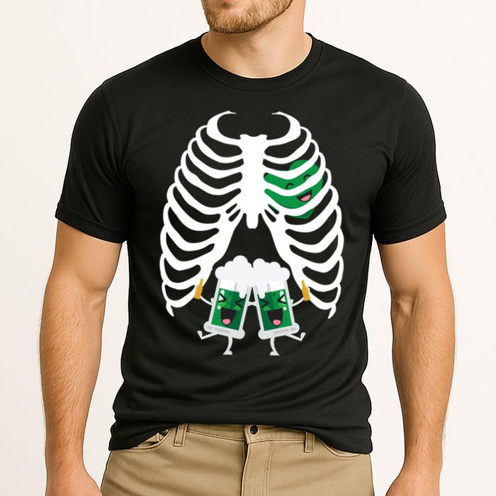 Pregnant Beer Skeleton Irish Baby Cooling Performance Crew T-Shirt