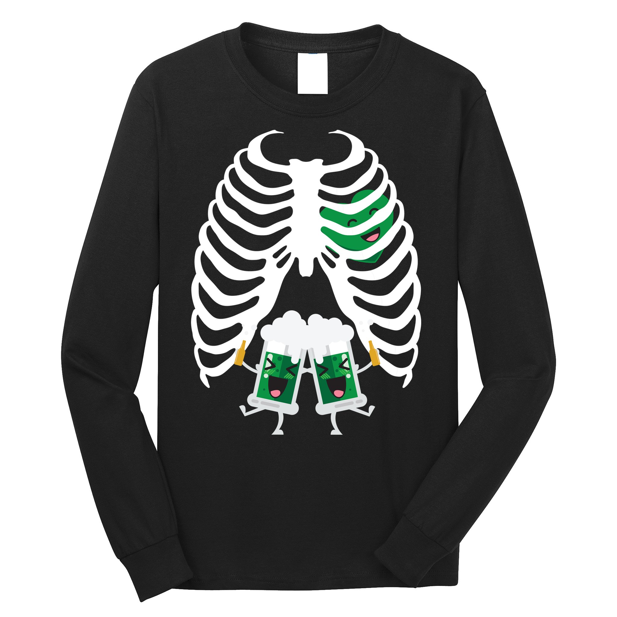 Pregnant Beer Skeleton Irish Baby Long Sleeve Shirt