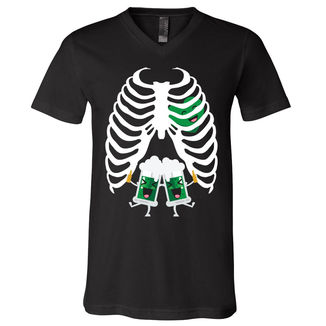 Pregnant Beer Skeleton Irish Baby V-Neck T-Shirt