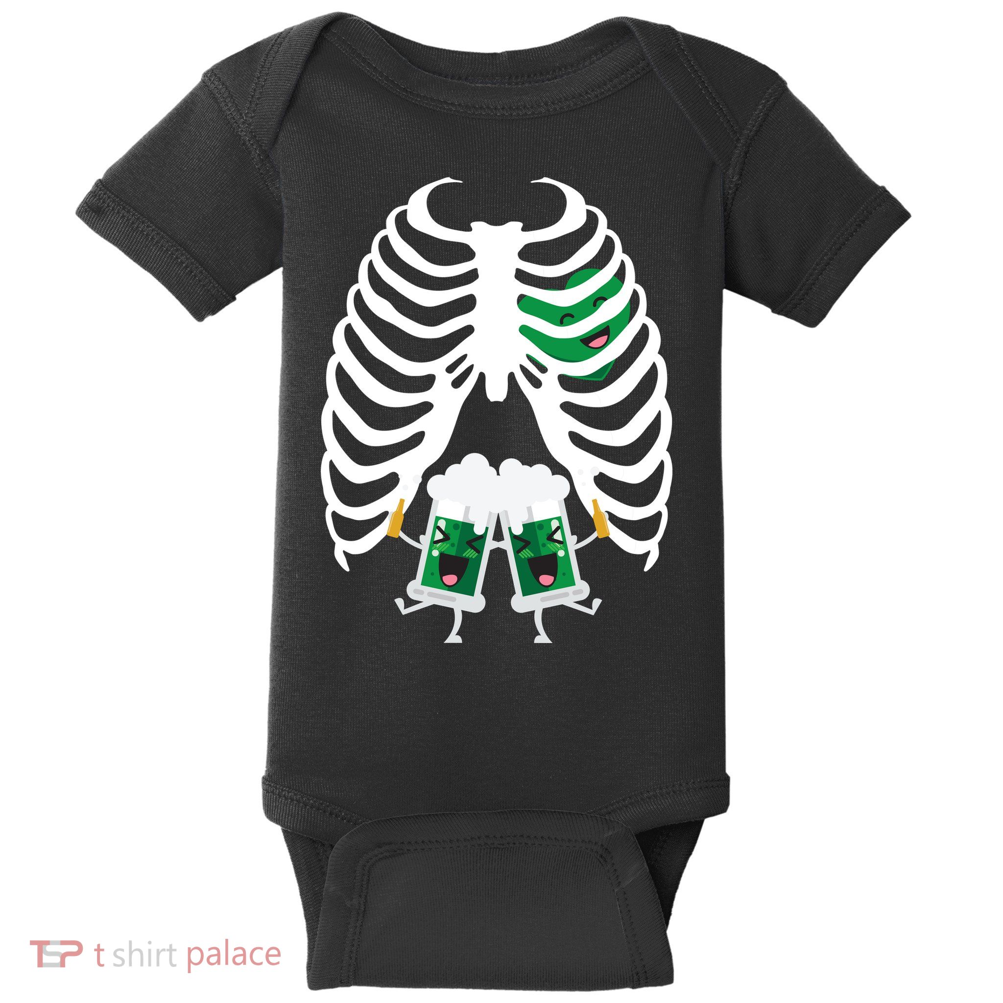Pregnant Beer Skeleton Irish Baby Baby Bodysuit