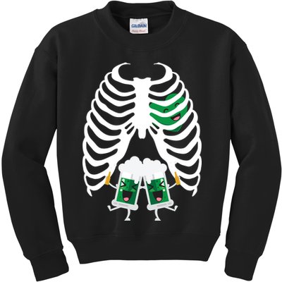 Pregnant Beer Skeleton Irish Baby Kids Sweatshirt