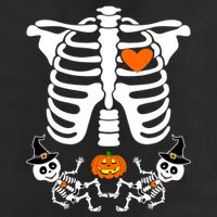 Pregnant Halloween Skeleton Baby Twins Witch Pumpkin Costume 7 Panel Mesh Trucker Snapback Hat