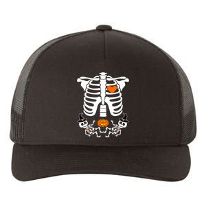 Pregnant Halloween Skeleton Baby Twins Witch Pumpkin Costume Yupoong Adult 5-Panel Trucker Hat