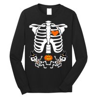 Pregnant Halloween Skeleton Baby Twins Witch Pumpkin Costume Long Sleeve Shirt